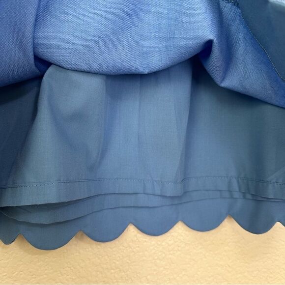 NWOT J. Crew Linen Blend Blue Scallop Hem Pull On Skirt - Picture 9 of 11